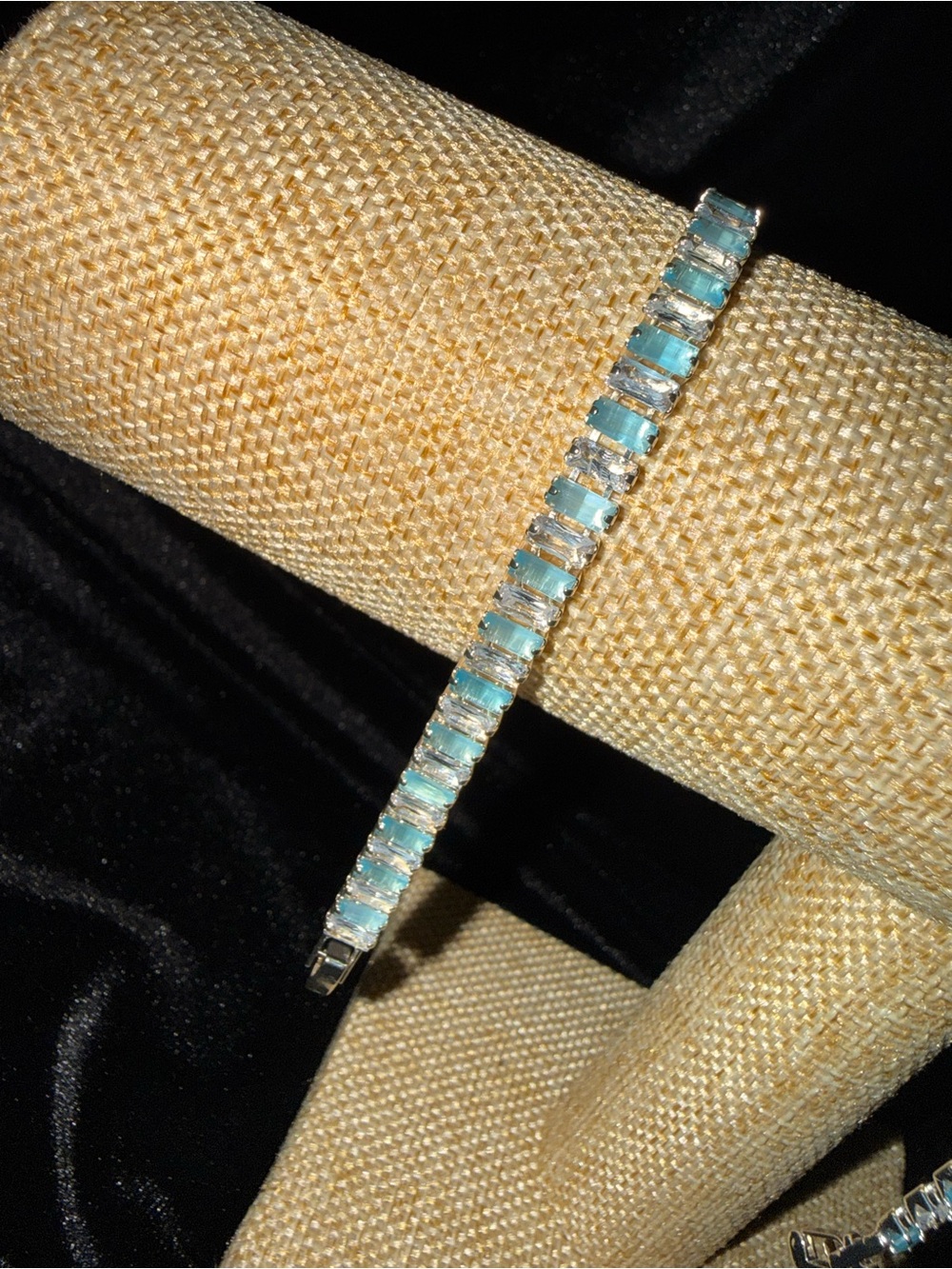 Silver-Base Icy-Blue Tennis Bracelet - Women Jewelry